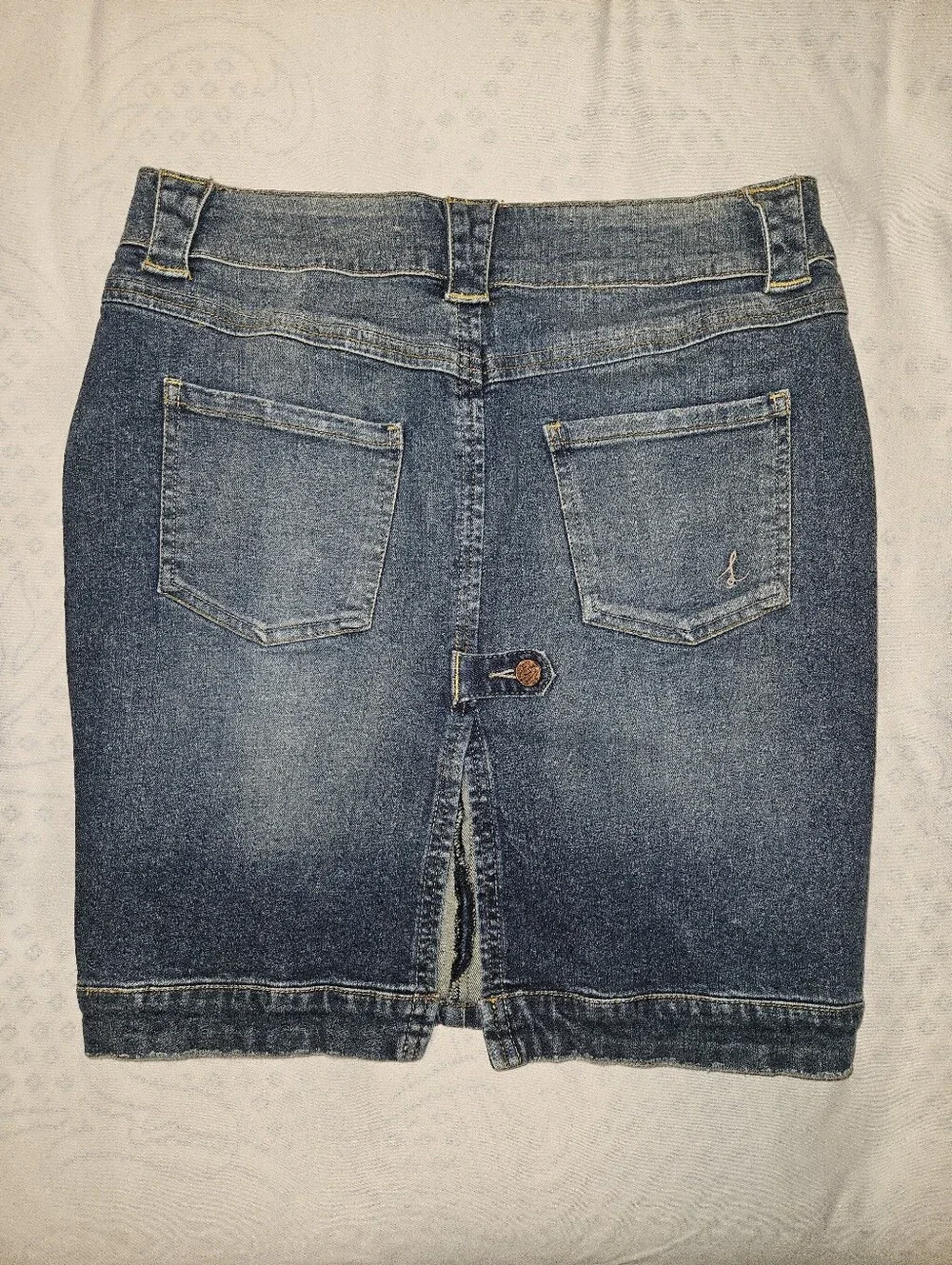 lola Blue Denim Pencil Skirt with Pocket Flap